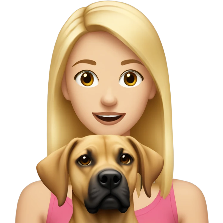 Blonde girl holding a black mouth cur emoji