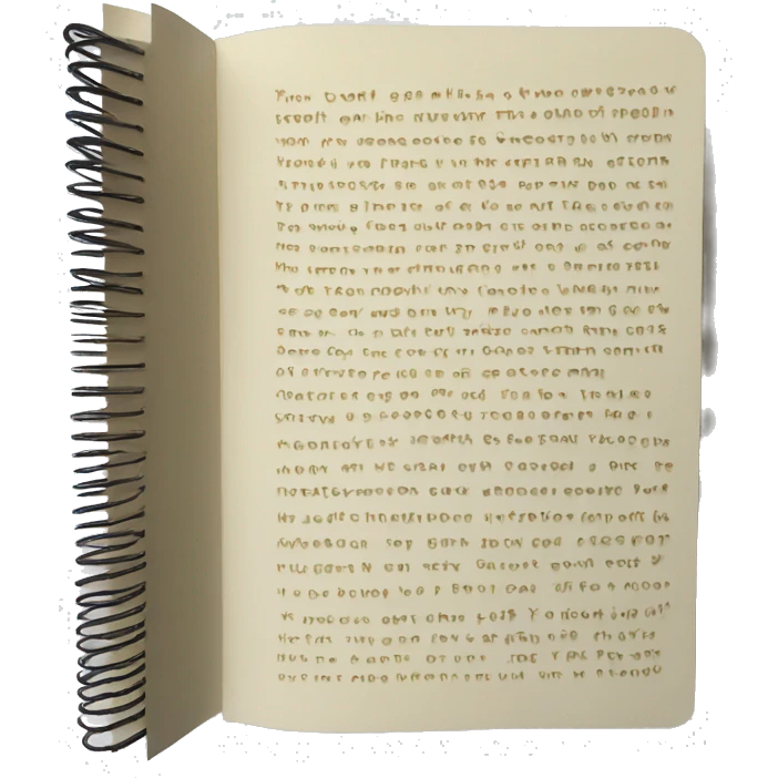 poetry notebook, cream pages, relief emoji