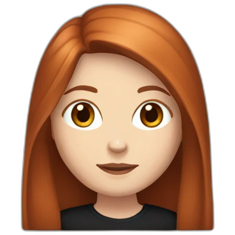 a white girl with straight long red brown hair, with black shirt emoji