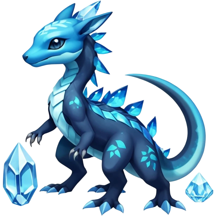 Colorful Dark Shiny Exotic Salandit-Aurorus-Glaceon-Fakémon-hybrid-creature (full body)  emoji