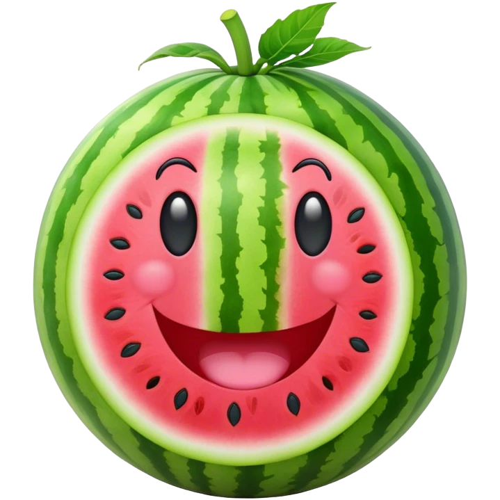 watermelon with happy face emoji