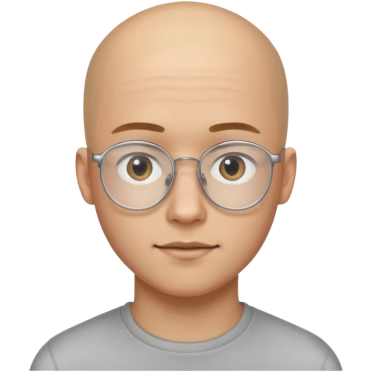 он лысый должен быть очень молодой парень лет 18 , очень тонкие очки, а так же борода нужно прямо еще моложе emoji