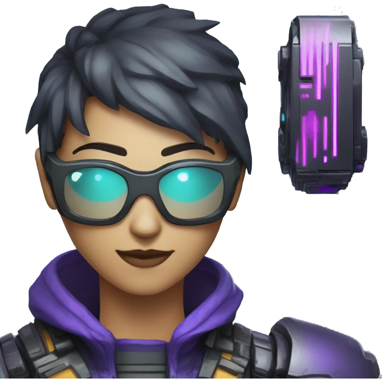 agent, laser eyes, cyberpunk, code, cyan and purple colors, only upper body portrait emoji