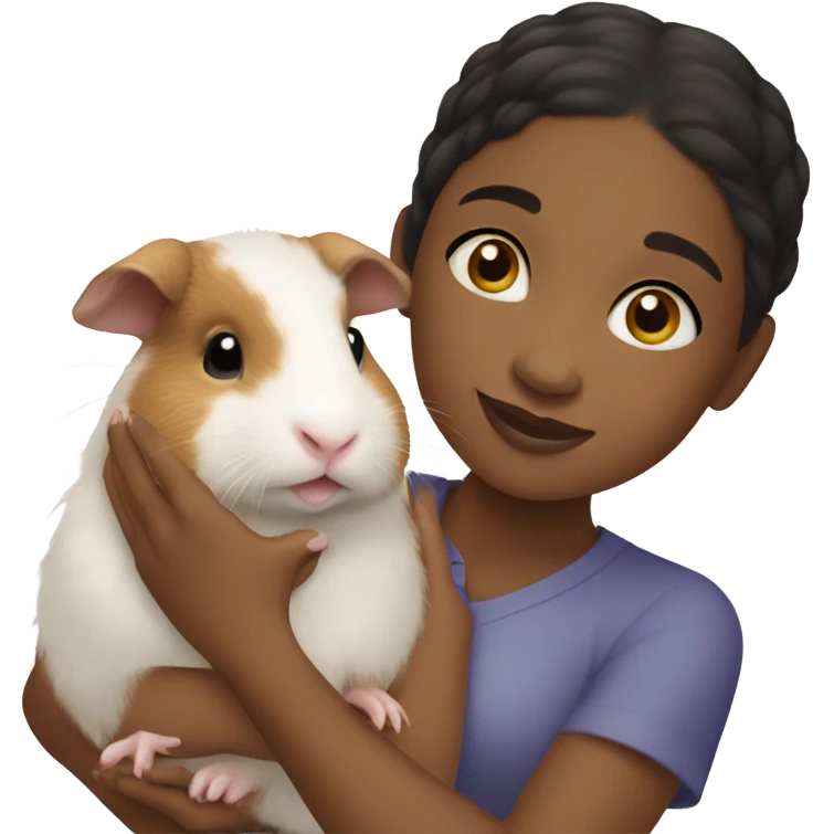Little light skin black girl holding a Guinea pig emoji
