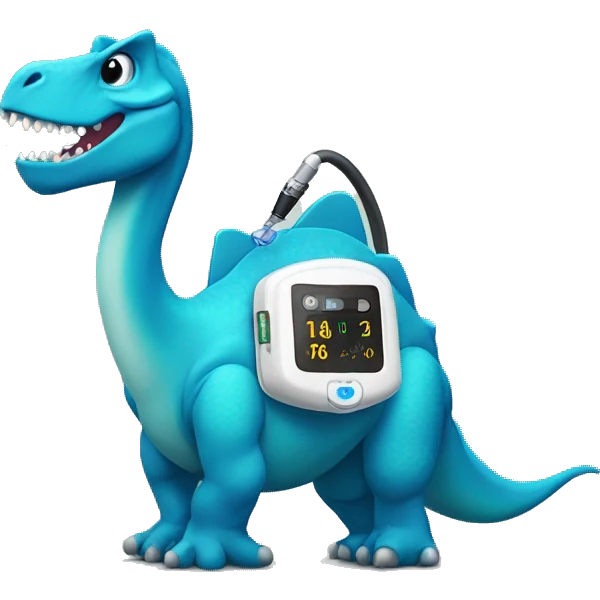 Dino with insulin pump emoji