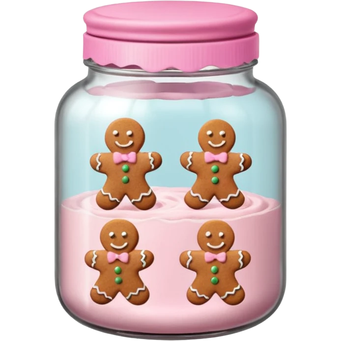 christmas gingerbreads pastel pink in jar with pink lid emoji
