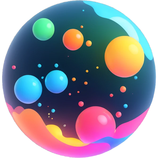 Floating multicolor orb with a soft glow — a little futuristic, particles. emoji