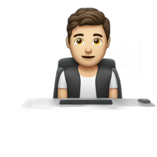 Man Video editor facing computer emoji