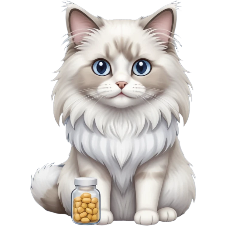 One ragdoll cat selling pills emoji