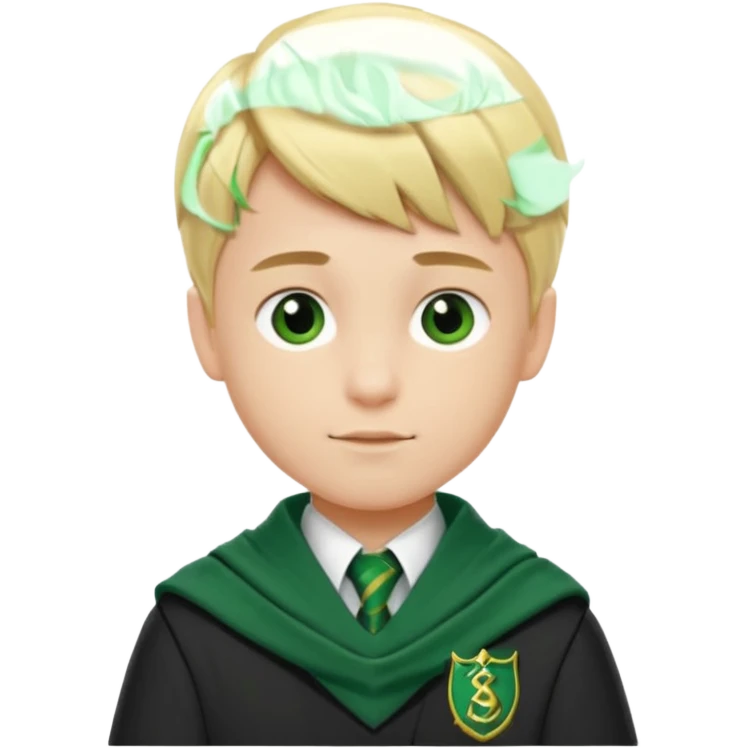 blonde hair boy in Slytherin uniform with green scarf emoji
