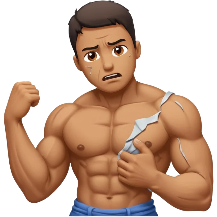 Strong man with in pain emotions and broken body  emoji