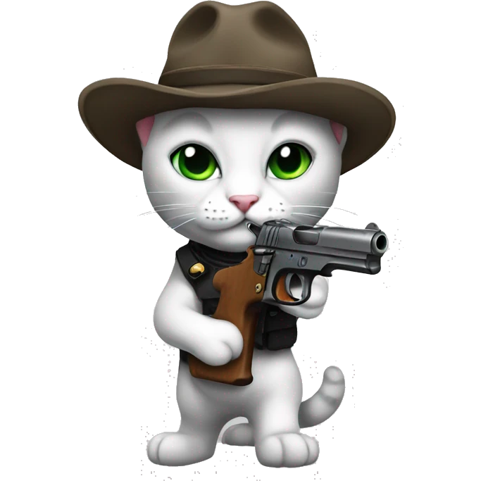 kitty with pistol emoji