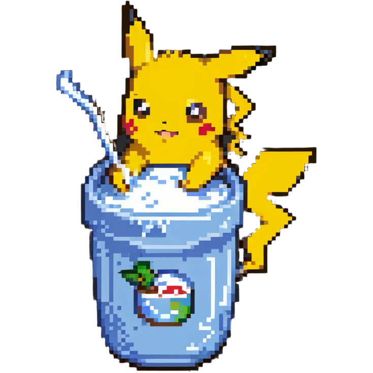 Pikachu drinking ayran emoji