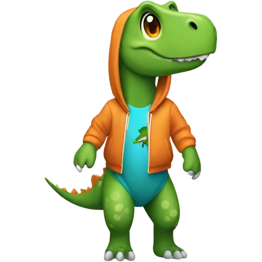Dinosaur wearing a hoodie ￼￼ emoji