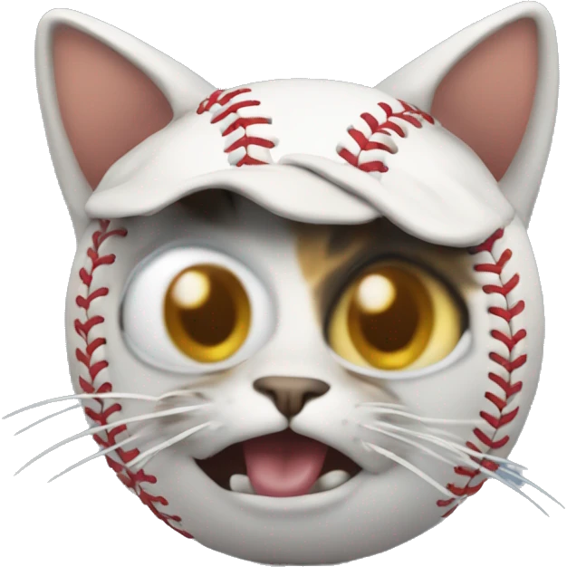 A very cringy cat frying a baseball emoji