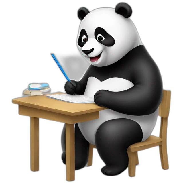 panda teacher writing math on chalkboard emoji