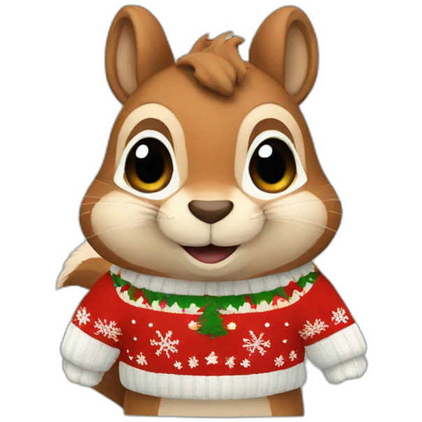A squirrel in a Christmas jumper emoji