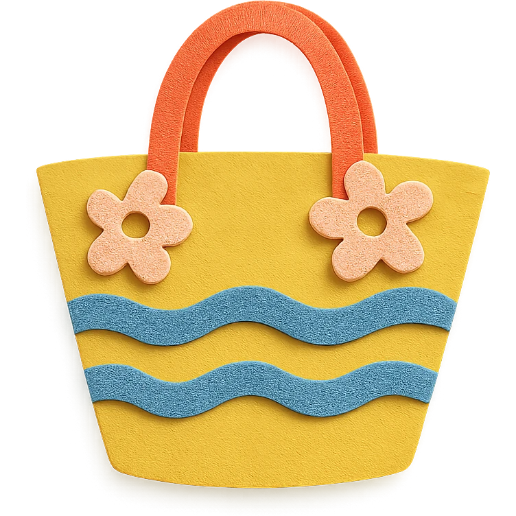 colorful paper-craft style beach bag with cut-out details emoji