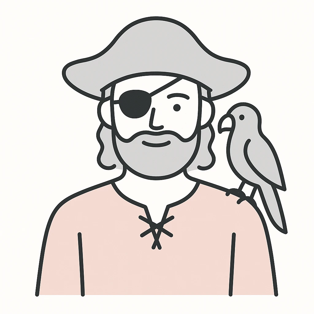 pirate with eye patch and parrot emoji