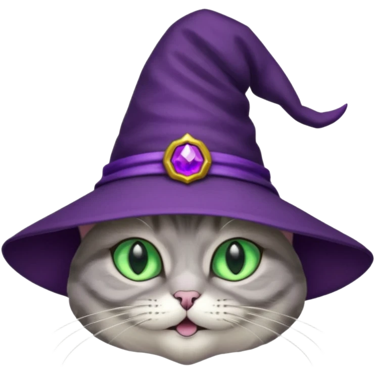 cat wear purple wicth hat emoji