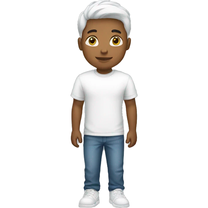 A boy with a withe tee emoji
