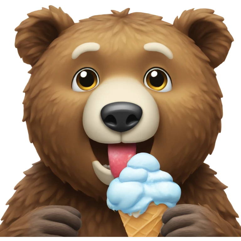 Bear in the snow that is eating icecream emoji