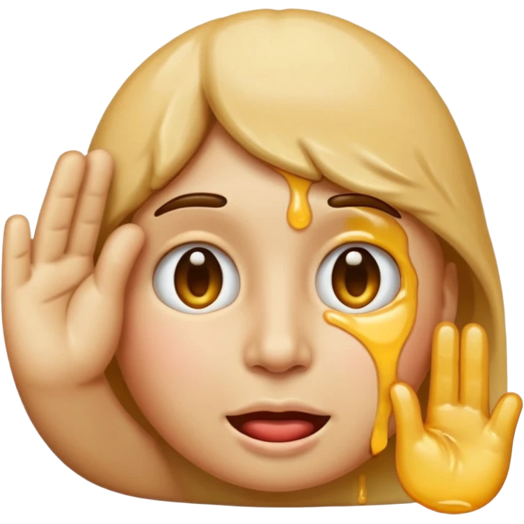 emoji of a saluting face partially melting, merging features of saluting face and melting face, apple emoji style emoji