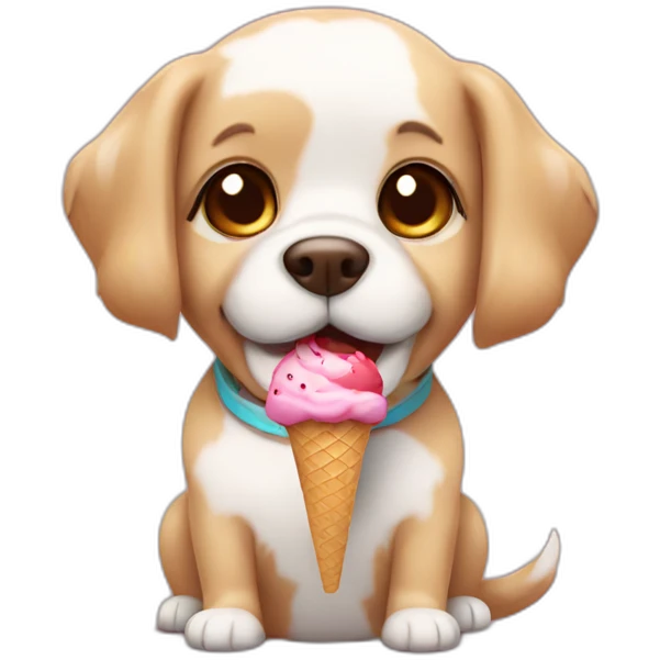 Cute doggy with ice cream emoji