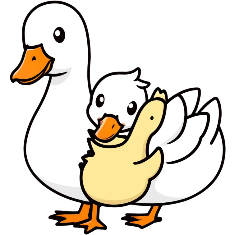 A cute goose with some baby’s  emoji