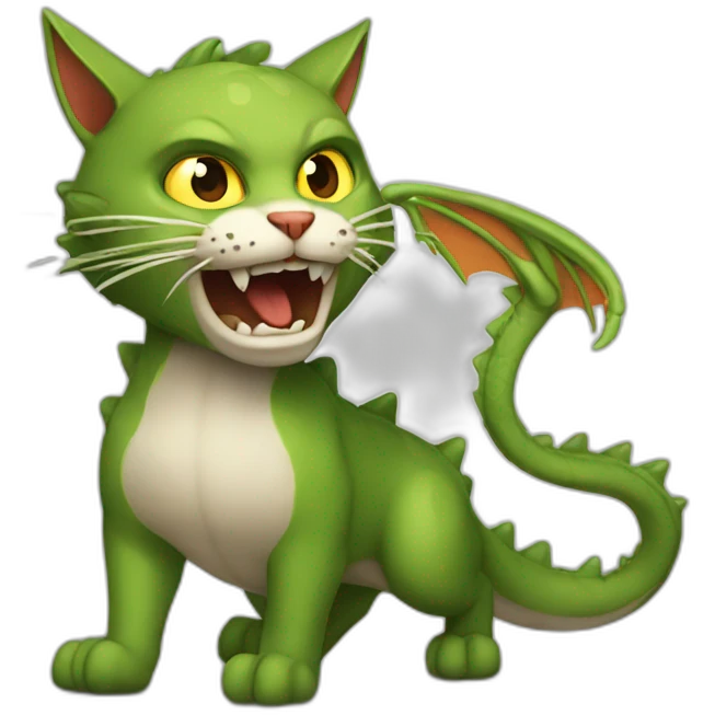 cat fighting dragon emoji