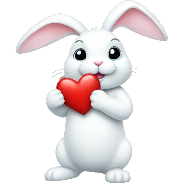 white rabbit hold heart emoji