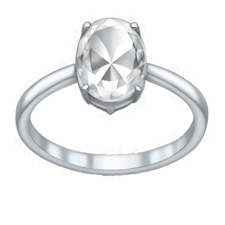Oval diamond on a silver band ring emoji