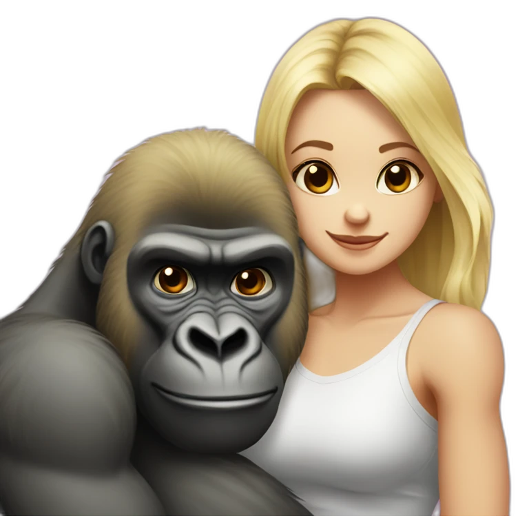 Buff Gorilla with a shy blonde girl emoji