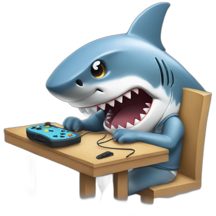 shark playing videogames emoji