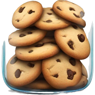 Realistic glass jar with lid full of cookies isolated.  emoji