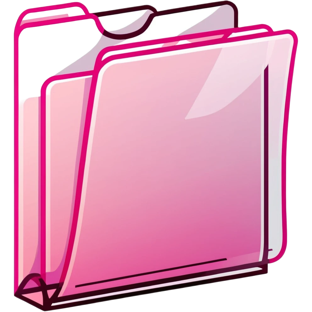 document folder, transparent glass with bright pink gradient from #FF335F to #FF99AA, soft shadows and highlights, minimalistic emoji