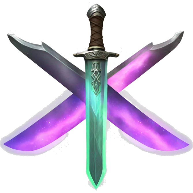 thick sword with northern lights on blade emoji