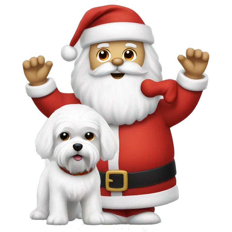  white maltese dog and Santa Claus  emoji
