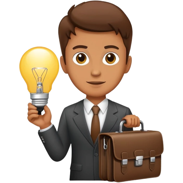 entrepreneur with briefcase and business ideas emoji