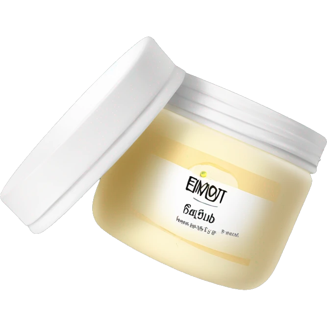 body scrub pot with label emoji