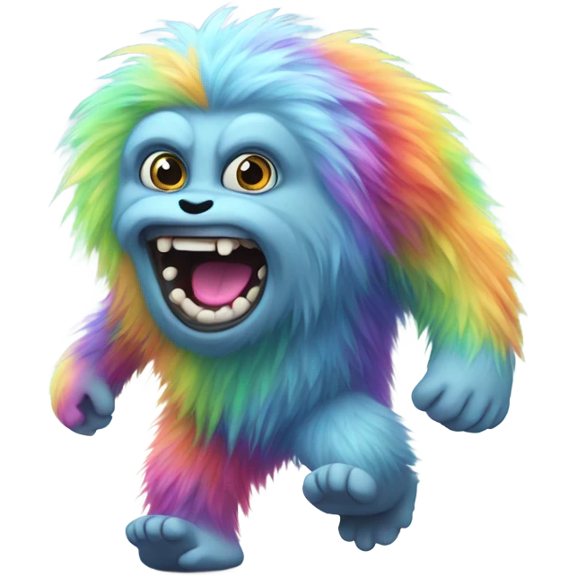 fat rainbow yeti running  emoji