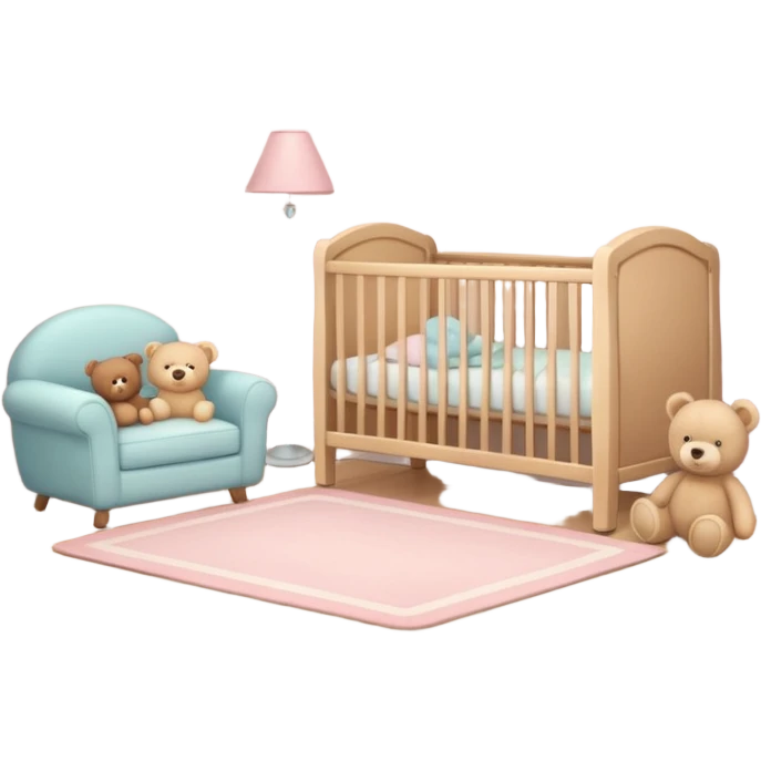baby room, Cozy baby room with crib and teddy bear emoji