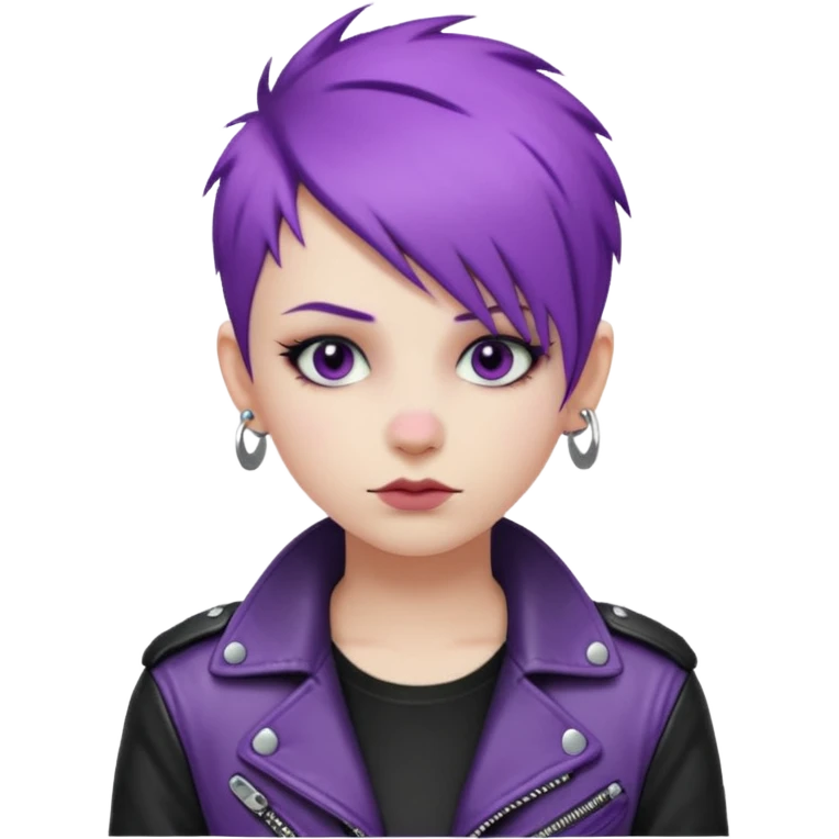 Cool Punk with Short Purple Hair, wearing black leather jacket emoji