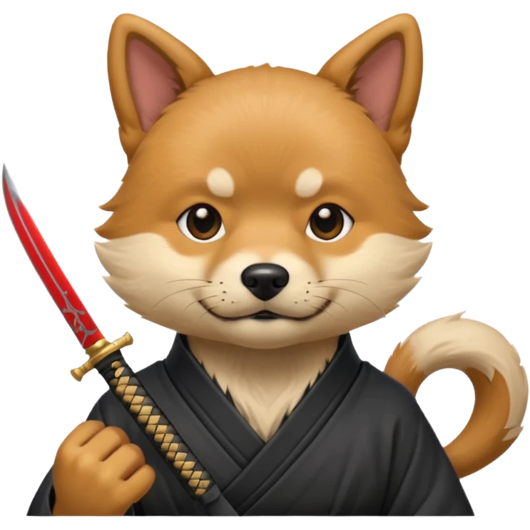 dog japan ancient ninja with small knife emoji