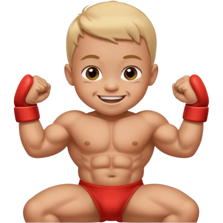 Baby beating up a body builder emoji