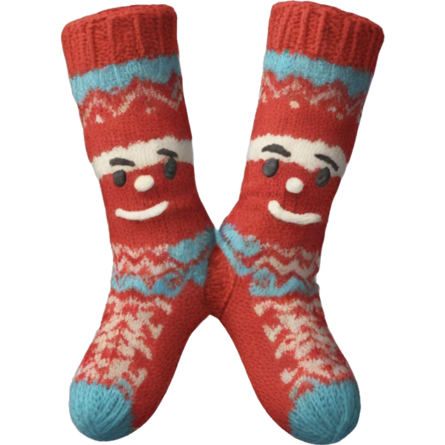 Cozy knitted winter pair of socks  emoji