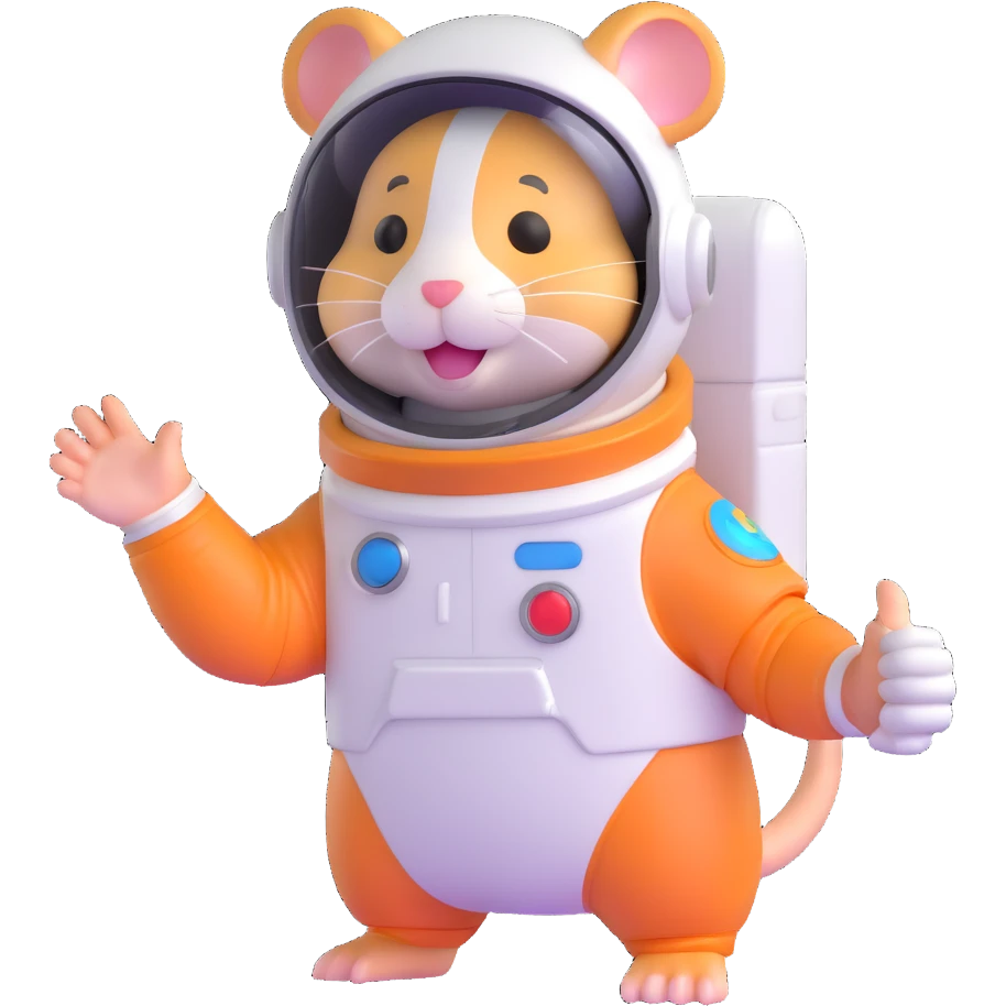 space hamster in a spacesuit waving his hand emoji