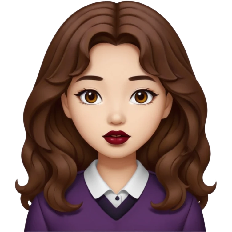 Baddie girl with brown weavy hair and corean skin emoji