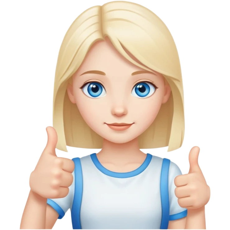 A dainty girl thumbs up blue eyes emoji