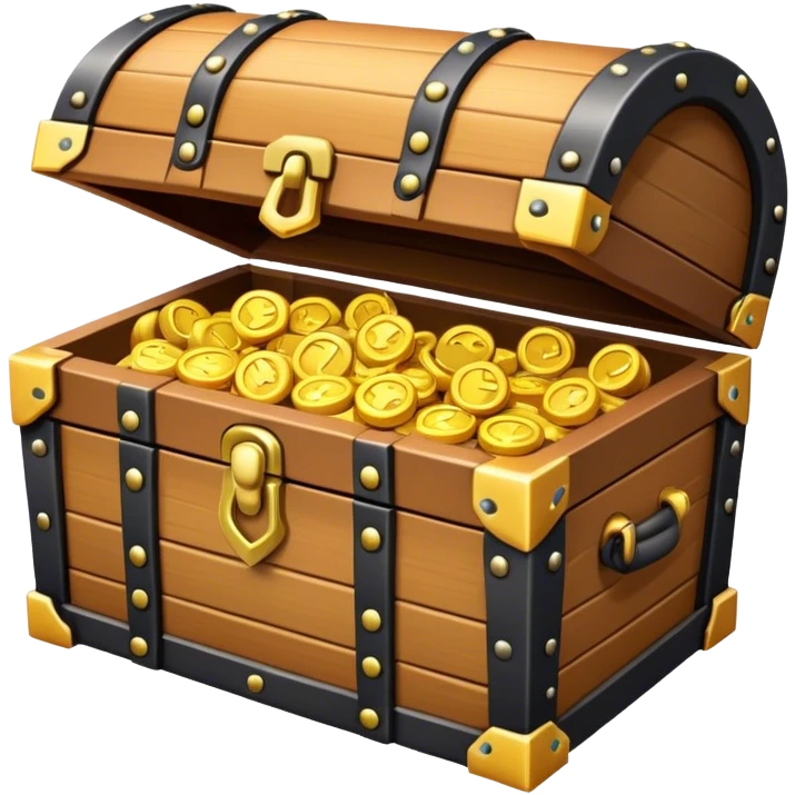 Clash of Clans aesthetic: Cinematic Playful Pixel 3D Treasure Chest Portrait Emoji, rendered in a 3D vector-style similar to standard emojis with minimal shading and bold, simplified shapes. A compact, distinct form with signature details, softly glowing with a pixelated adventure charm. Simplified yet unmistakably iconic, highly detailed and consistent, glowing with a soft radiance and high shine. Stylized with a touch of classic pixel-art charm and a soft glowing outline, capturing the essence of a beloved gaming relic with a friendly, playful manner! emoji